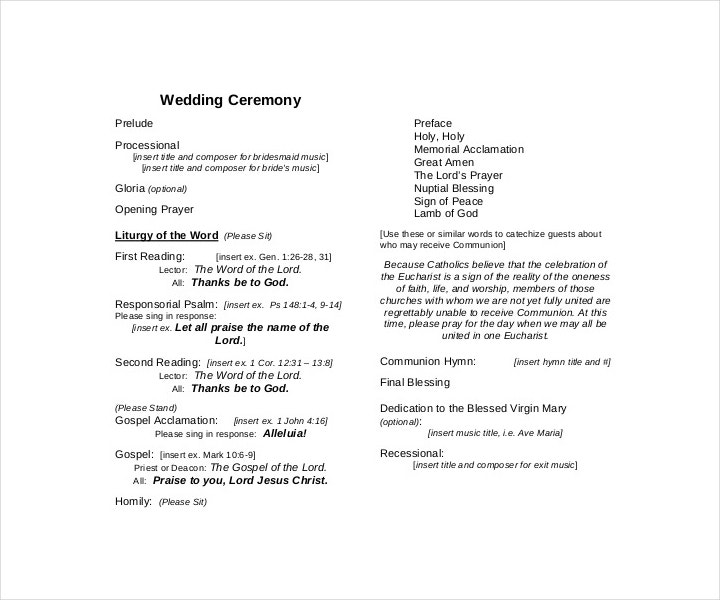 Wedding Ceremony Template Free Pdf siteveri